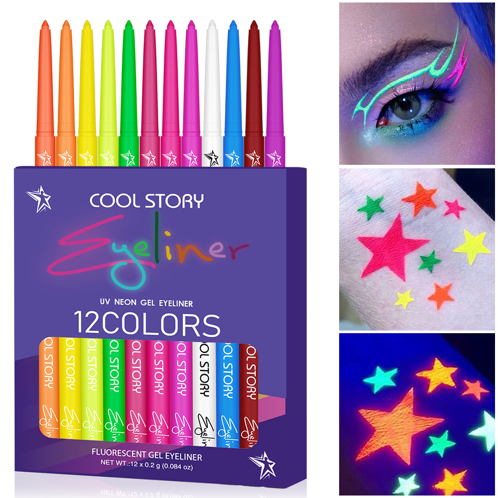 Coloured Gel Set - 12 لون كحل فلورسنت لون الأشعة