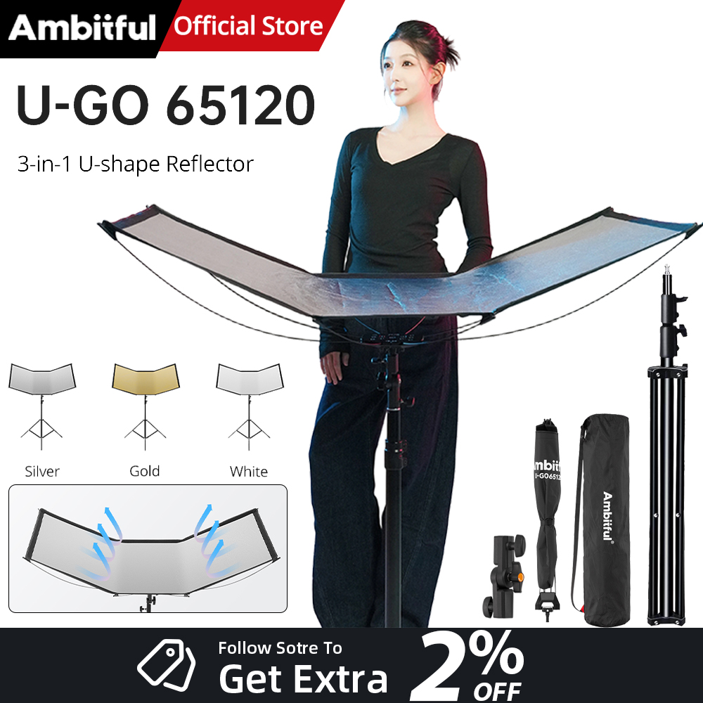 Photography Lighting Type - AMBITFUL 3in1 U-نوع ضوء الناشر عاكس