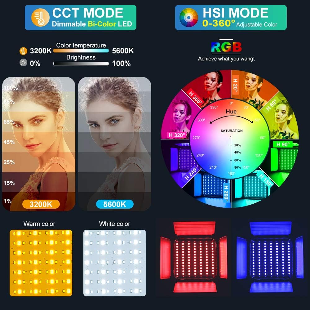 ضوء فيديو LED RGB مع تحكم عبر  - مراجعة Photography Led Lighting Kit وسعره