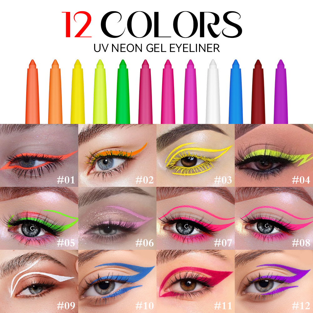 12 لون كحل فلورسنت لون الأشعة  - مراجعة Coloured Gel Set وسعره